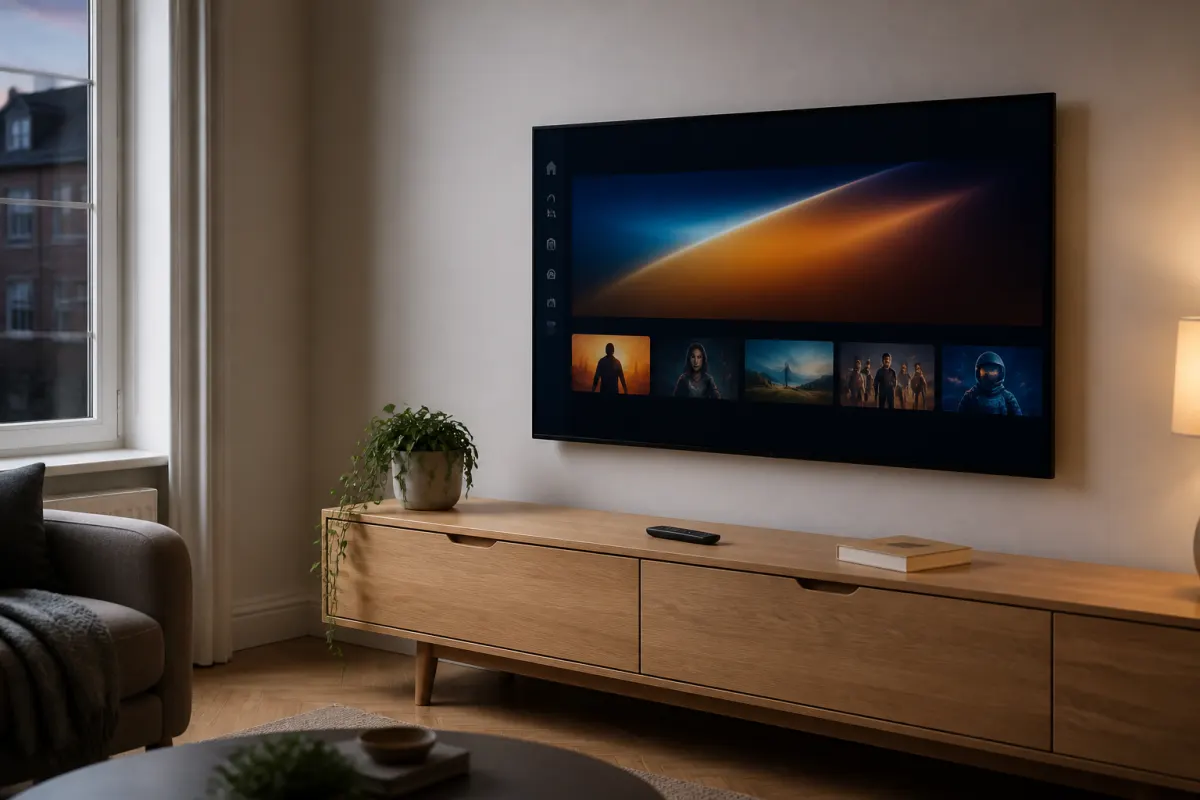 Living room TV ready for 4K Live IPTV setup